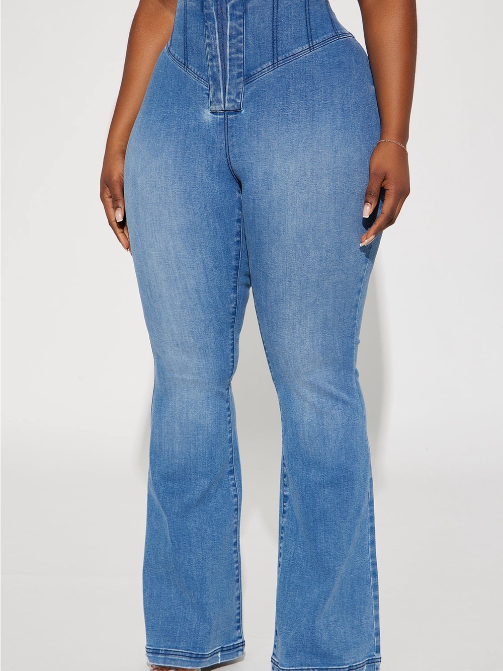 Corset Waist Light Blue Flare Jeans